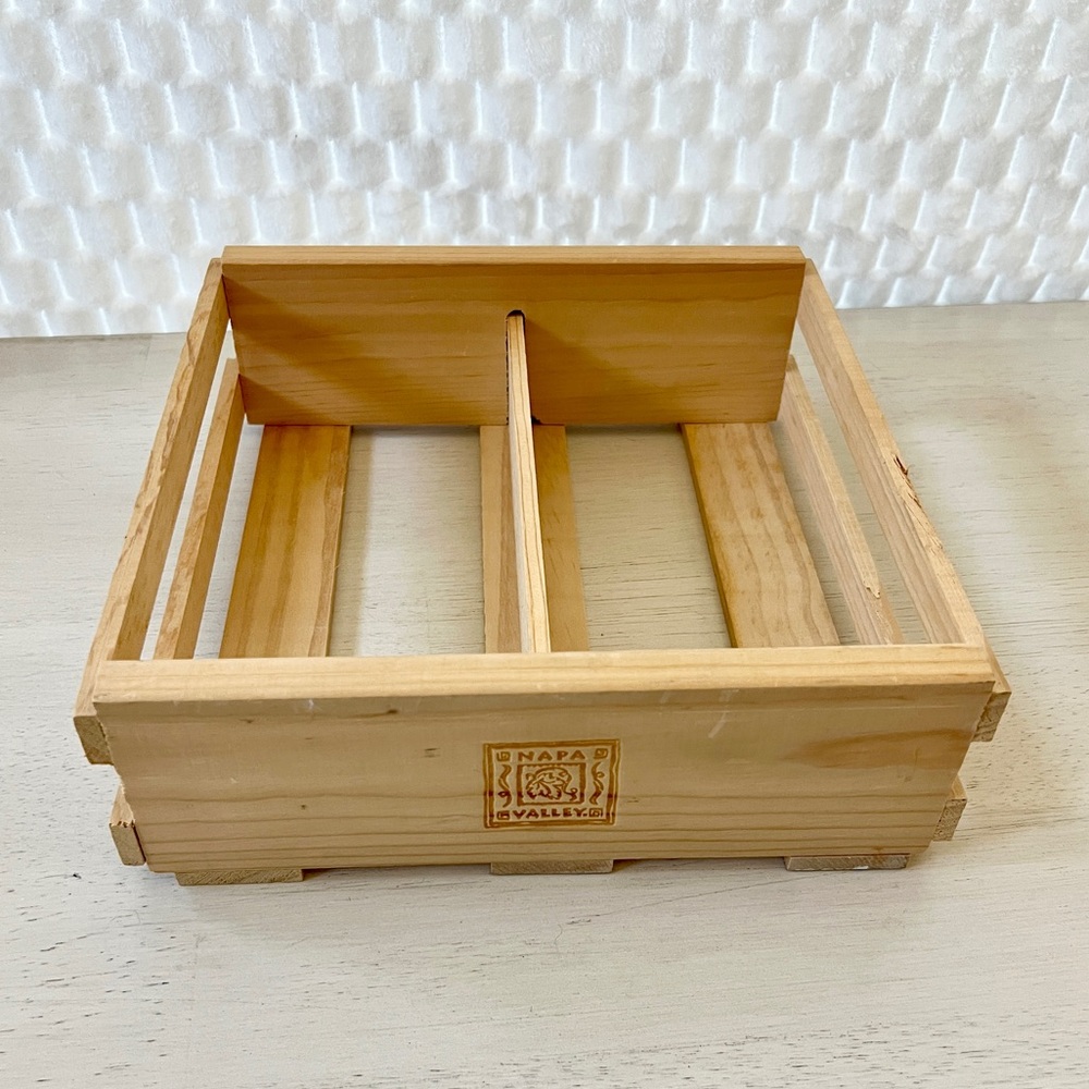 Napa Valley Box Company Wooden 24 Cassette Tape Storage Holder Rack Shelf Crate